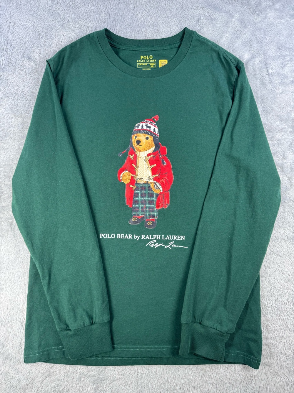 Polo Ralph Lauren Polo Bear Boys L 14-16 Green Long Sleeve Tee